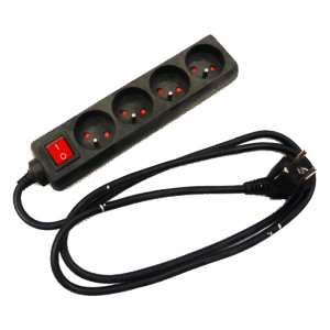 Quadruplette / utilisation int. (4 Pc 10/16A 2P+T NF) noire sans inter. de 5m